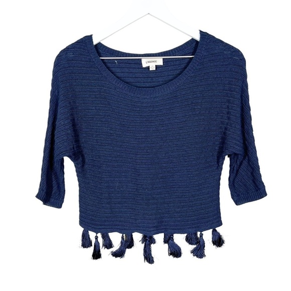 L'AGENCE Alisia Fringe Tassel Navy Blue Sweater Womens Size Small - Picture 1 of 7